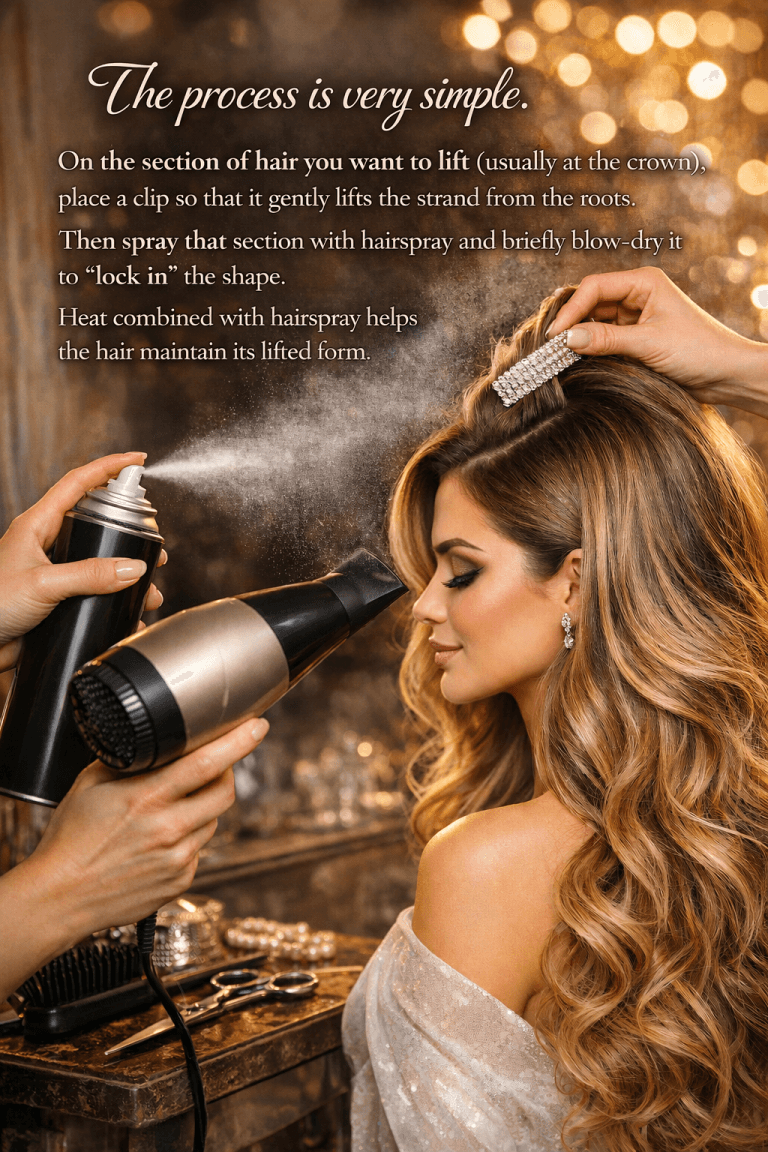 This simple clip and hairspray trick transforms even the finest hair into a stunning, voluminous mane — giving you salon-quality volume every time.